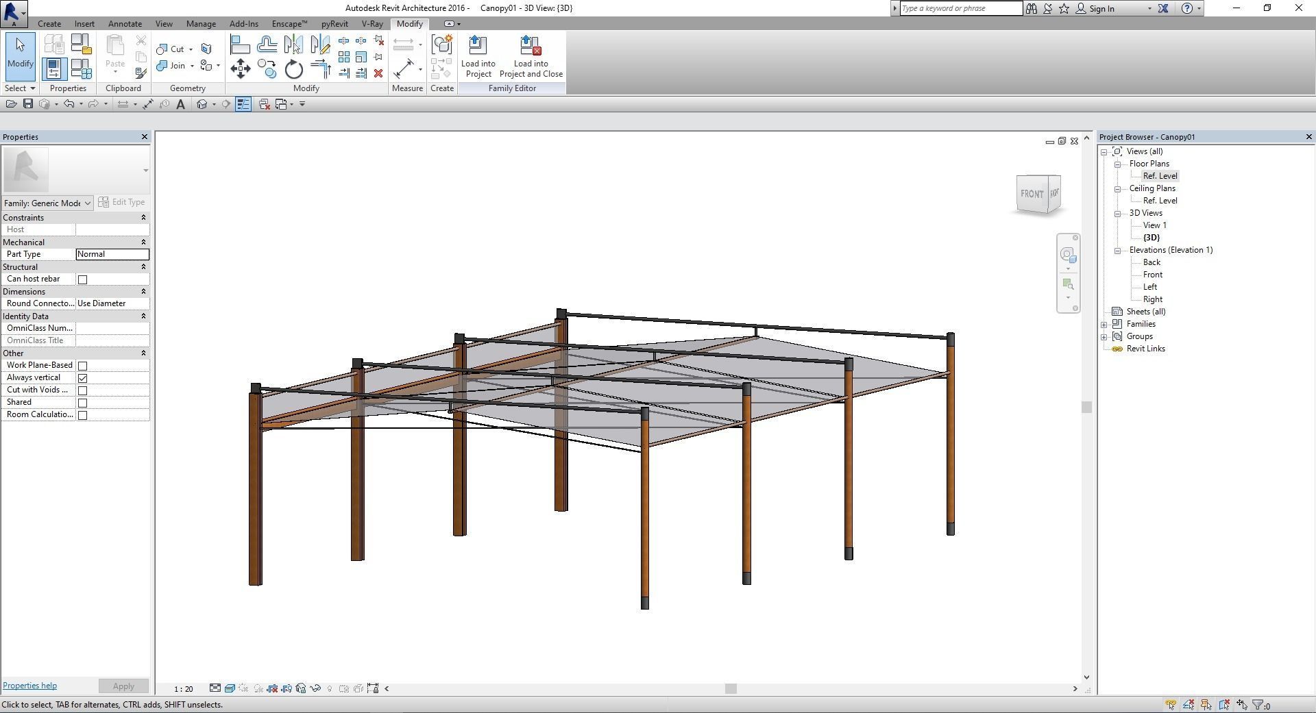 Revit Family - Canopy 01 Low-poly 3D model_1