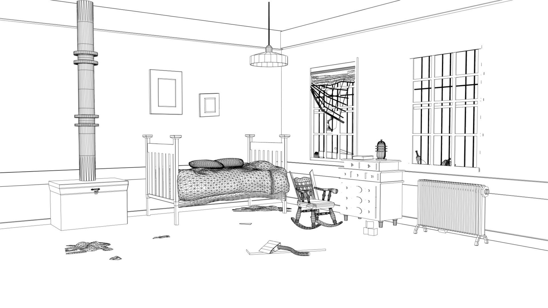 The haunted house basement room 3D model_3