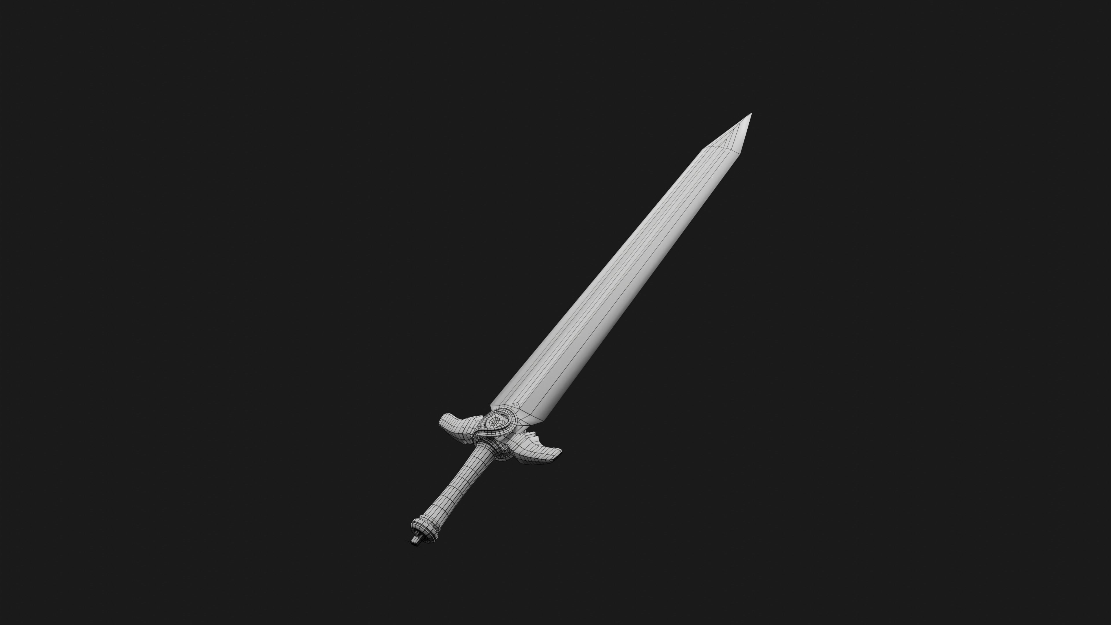 Garnet Claymore Low-poly 3D model_1