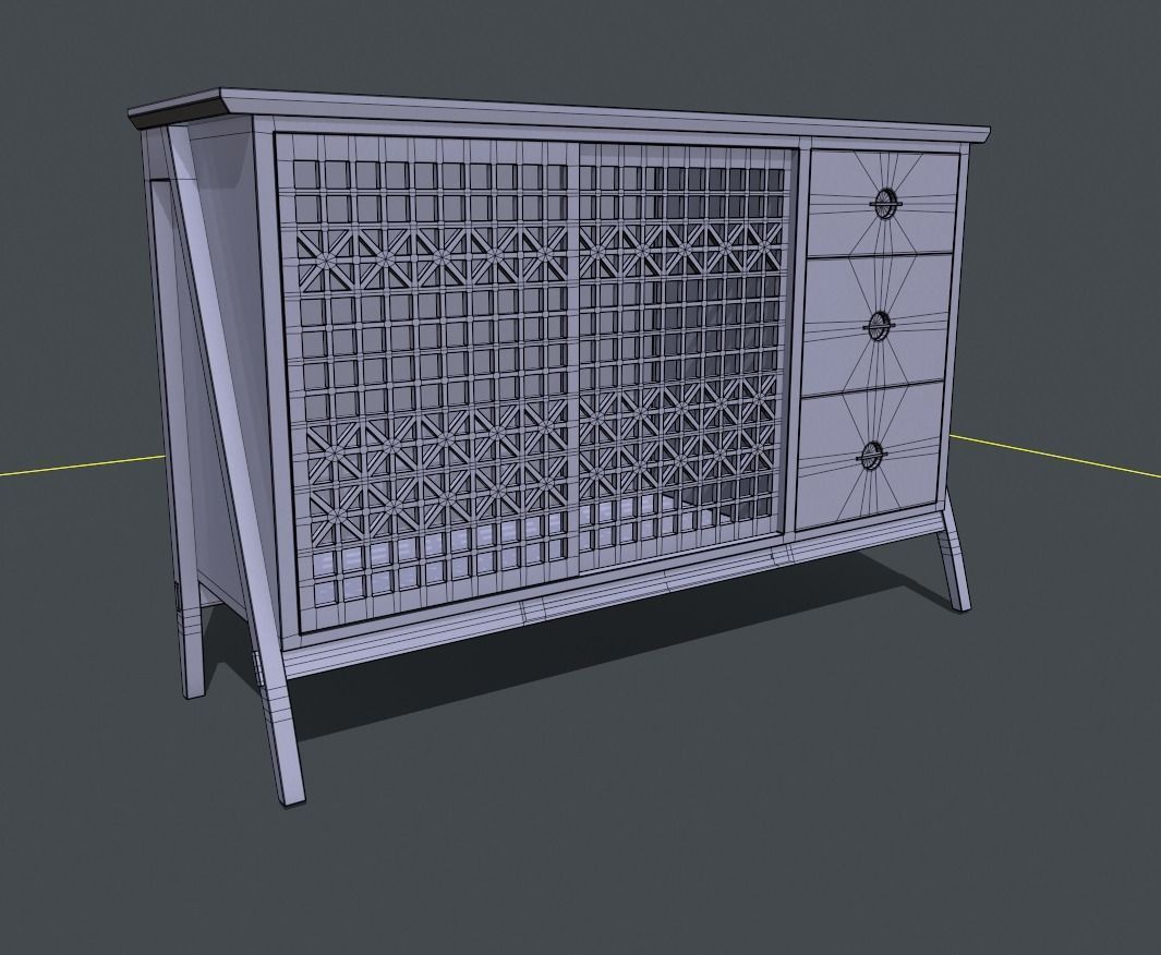 Lattice Patterned Cabinet Pbr 3D model_10