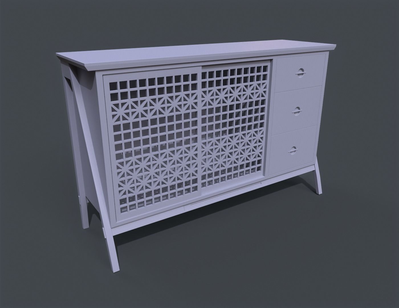 Lattice Patterned Cabinet Pbr 3D model_7