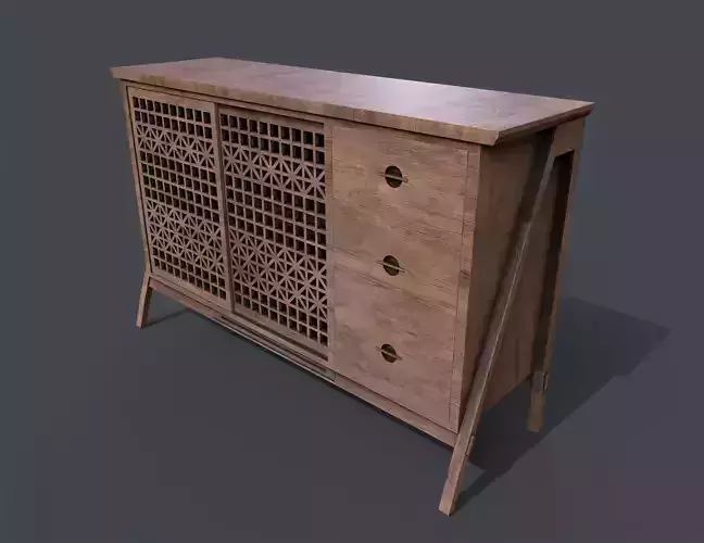 Lattice Patterned Cabinet Pbr 3D model