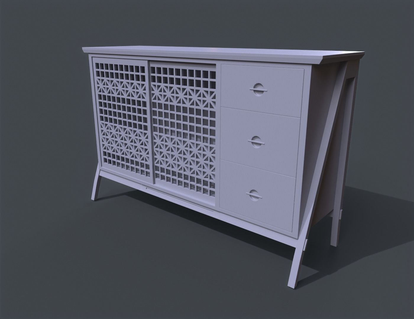 Lattice Patterned Cabinet Pbr 3D model_8