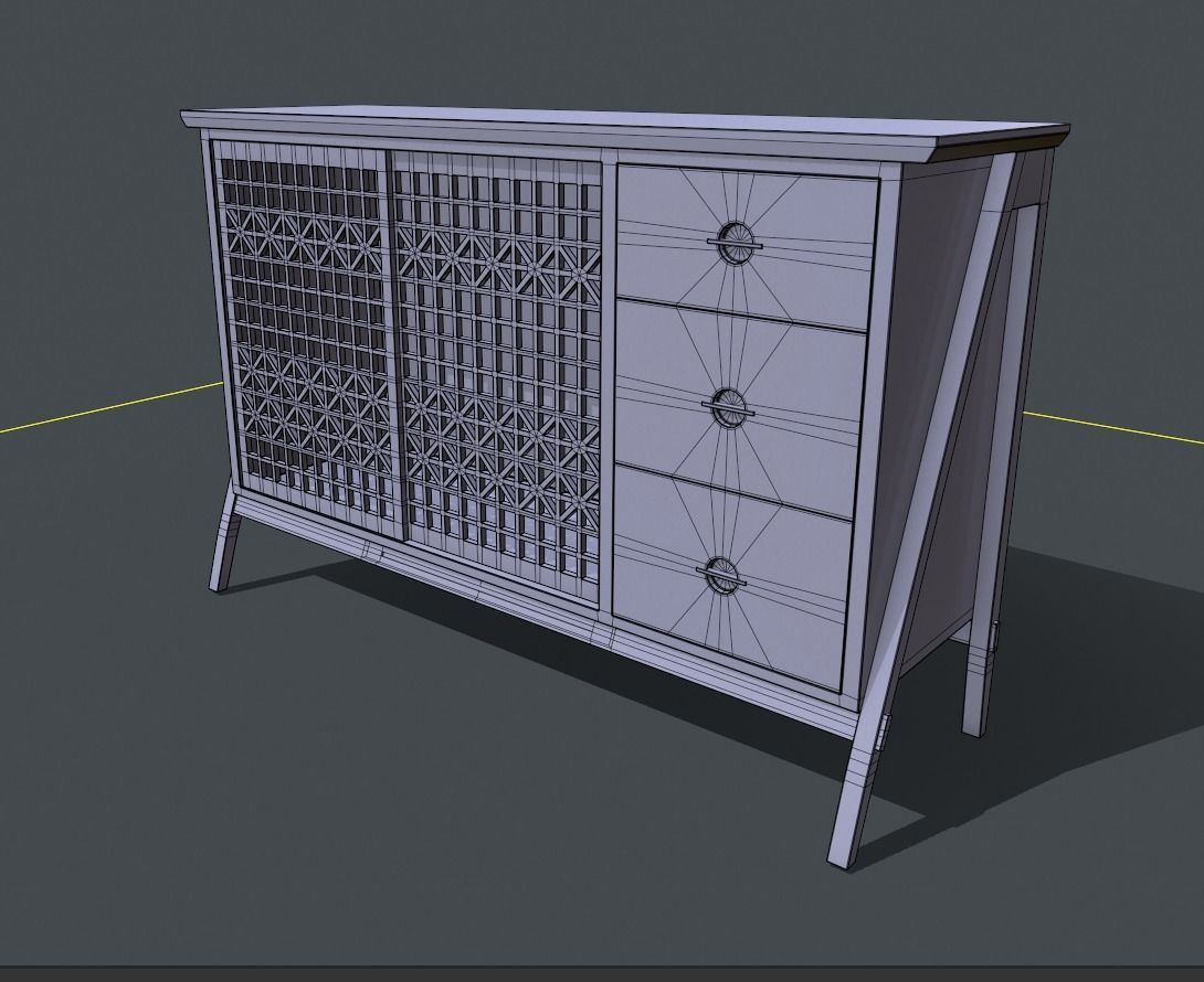 Lattice Patterned Cabinet Pbr 3D model_9