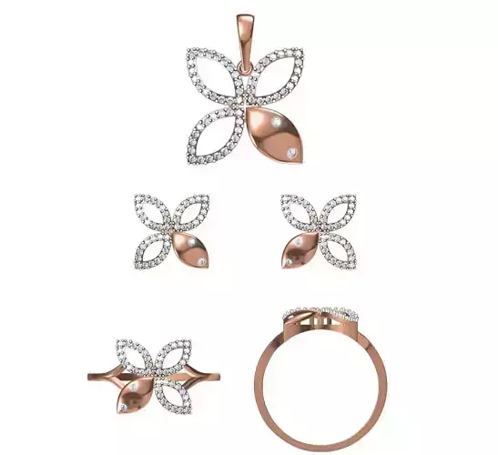 Light wt Ring Earrings Pendant set stl jcd 1-render details