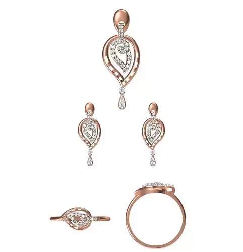 Light wt Ring Earrings Pendant set stl jcd 1-render details