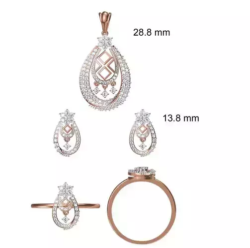 Light wt Ring Earrings Pendant set stl jcd 1-render details
