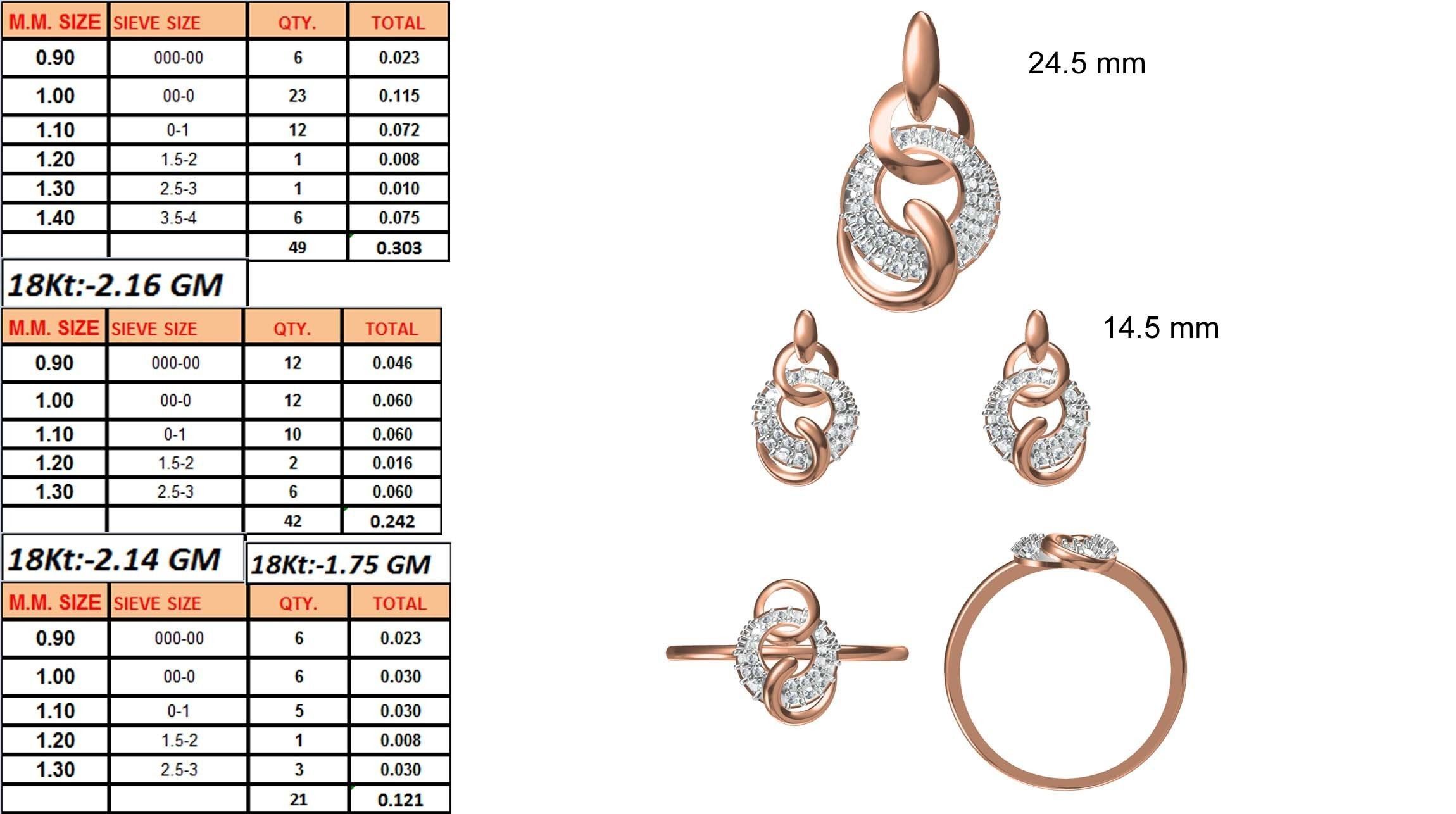 Light wt Ring Earrings Pendant set stl jcd 1-render details 3D print model_1