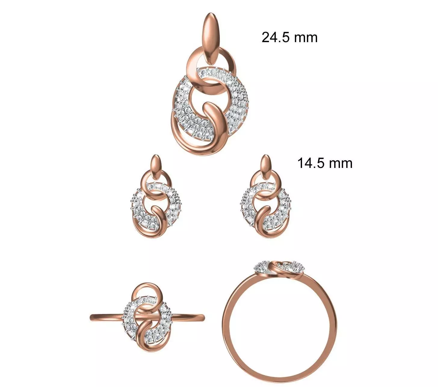 Light wt Ring Earrings Pendant set stl jcd 1-render details 3D print model_0