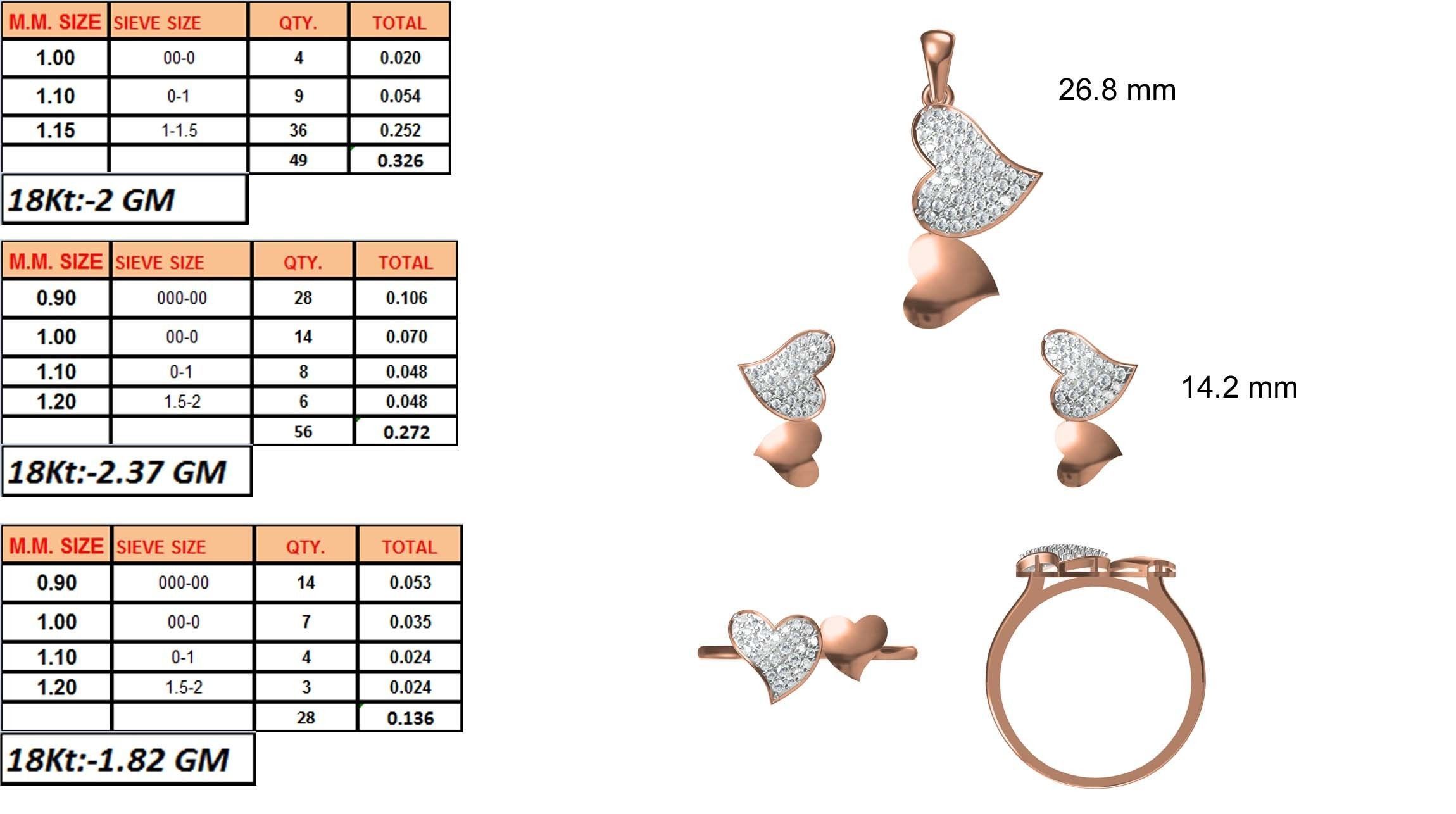 Light wt Ring Earrings Pendant set stl jcd 1-render details 3D print model_1