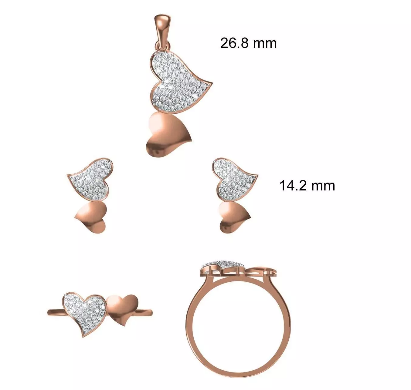 Light wt Ring Earrings Pendant set stl jcd 1-render details 3D print model_0