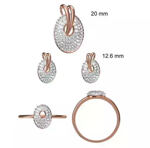 Light wt Ring Earrings Pendant set stl jcd 1-render details