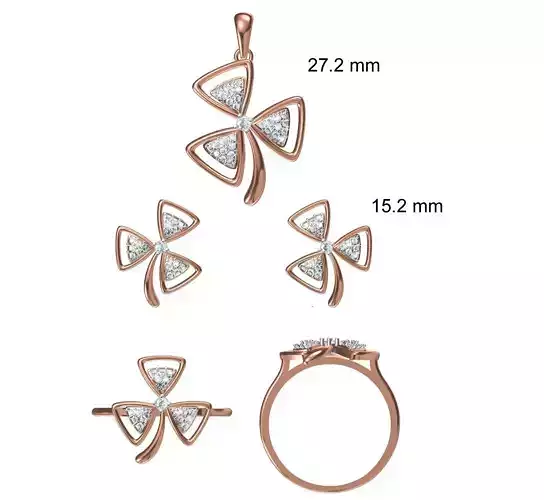 Light wt Ring Earrings Pendant set stl jcd 1-render details