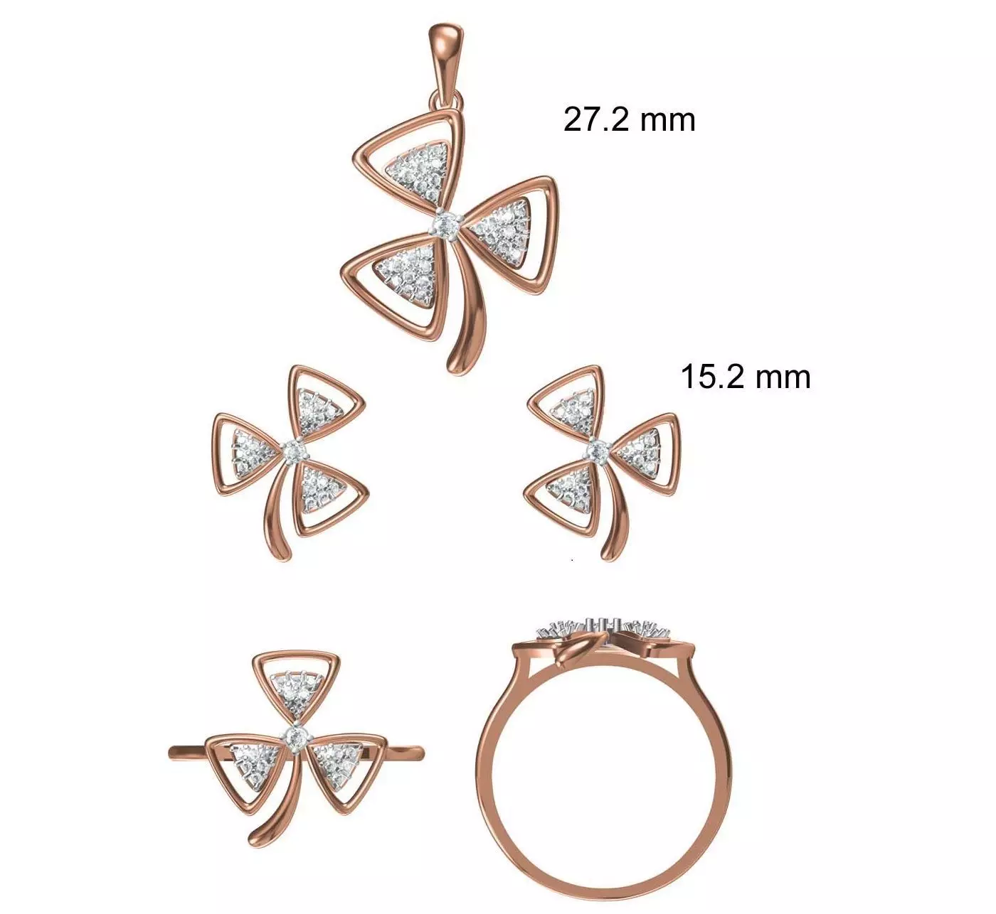 Light wt Ring Earrings Pendant set stl jcd 1-render details 3D print model_0