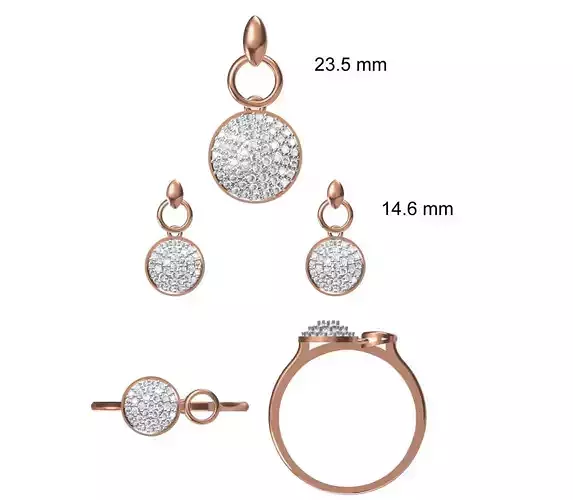 Light wt Ring Earrings Pendant set stl jcd 1-render details