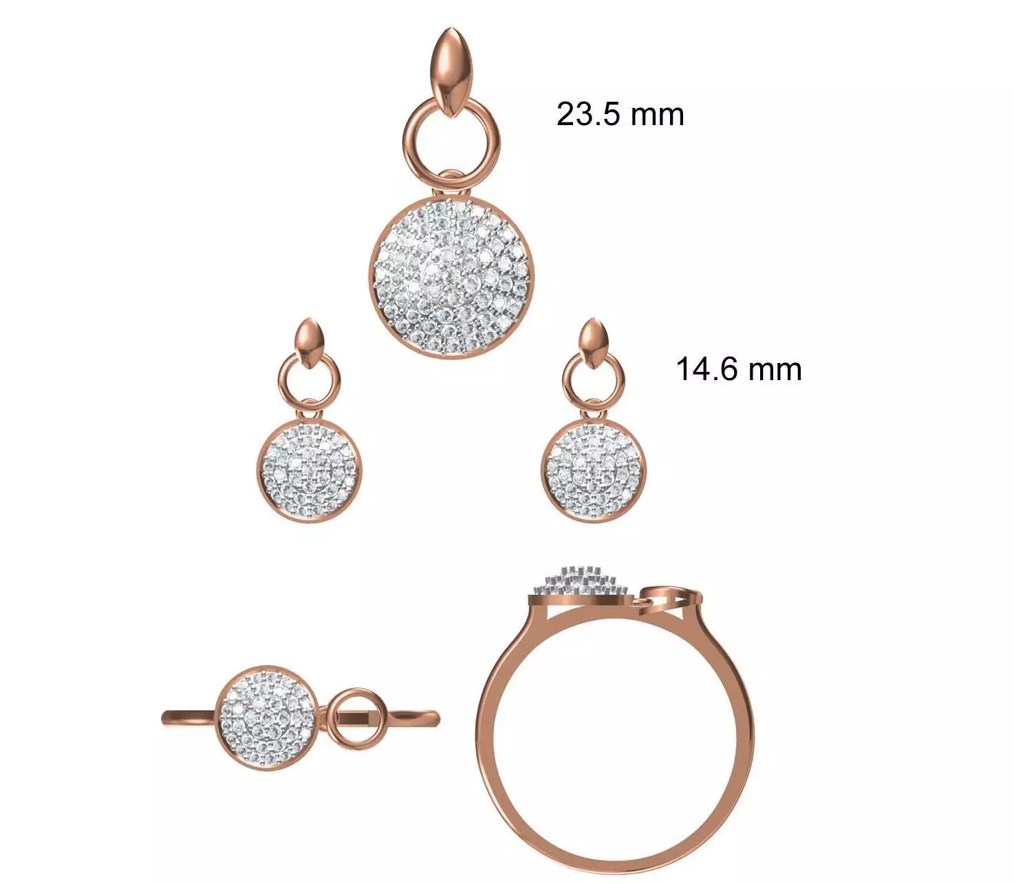 Light wt Ring Earrings Pendant set stl jcd 1-render details 3D print model