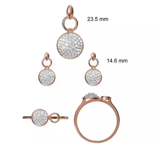 Light wt Ring Earrings Pendant set stl jcd 1-render details