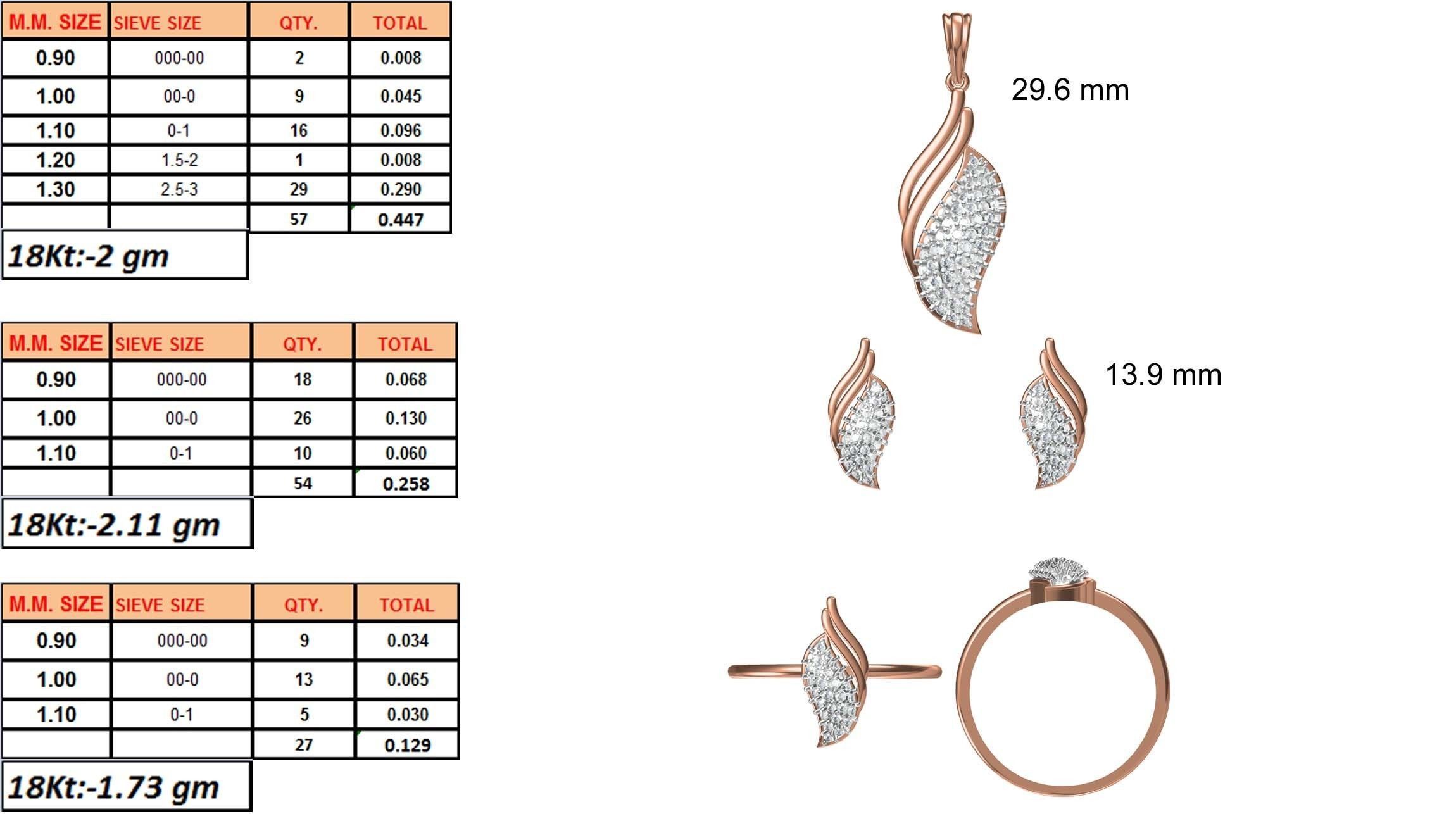 Light wt Ring Earrings Pendant set stl jcd 1-render details 3D print model_1