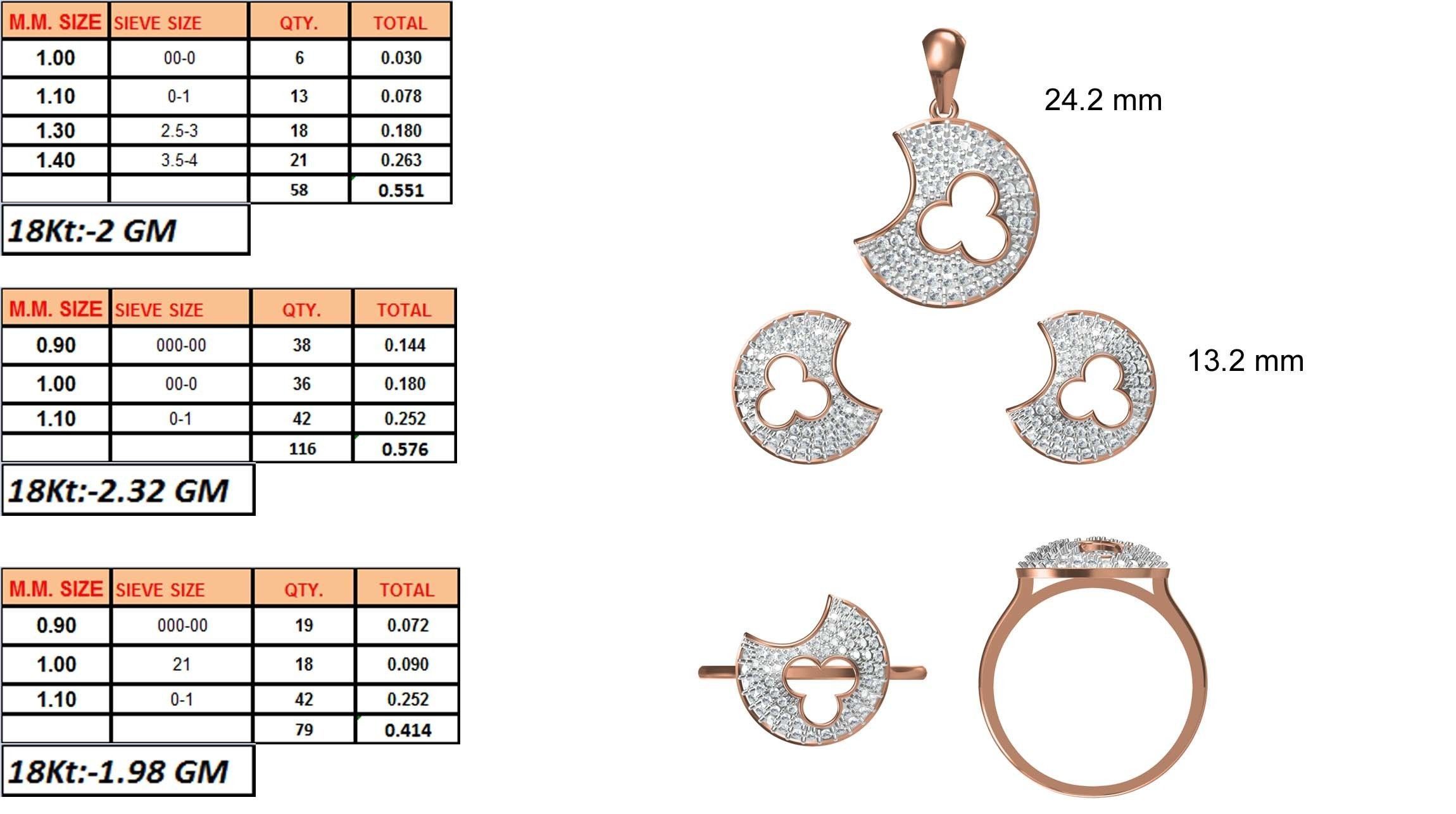 Light wt Ring Earrings Pendant set stl jcd 1-render details 3D print model_1