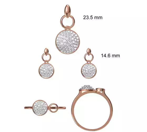 Light wt Ring Earrings Pendant set stl jcd 1-render details