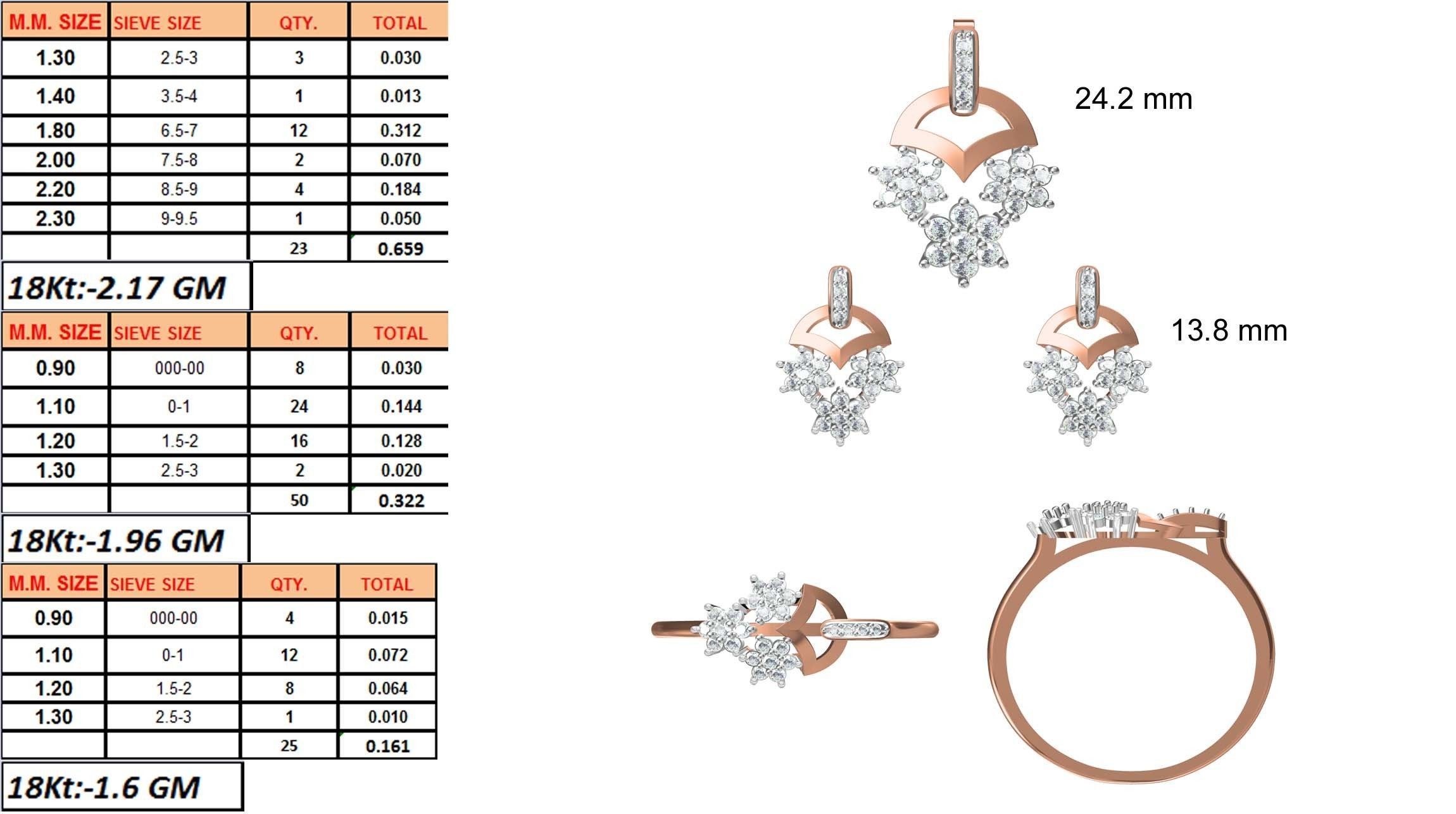 Light wt Ring Earrings Pendant set stl jcd 1-render details 3D print model_1