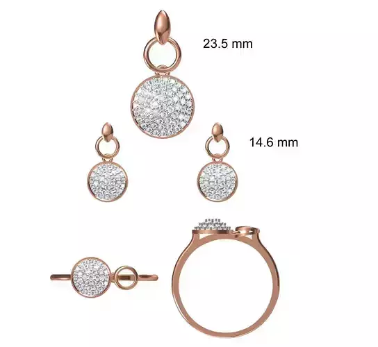 Light wt Ring Earrings Pendant set stl jcd 1-render details