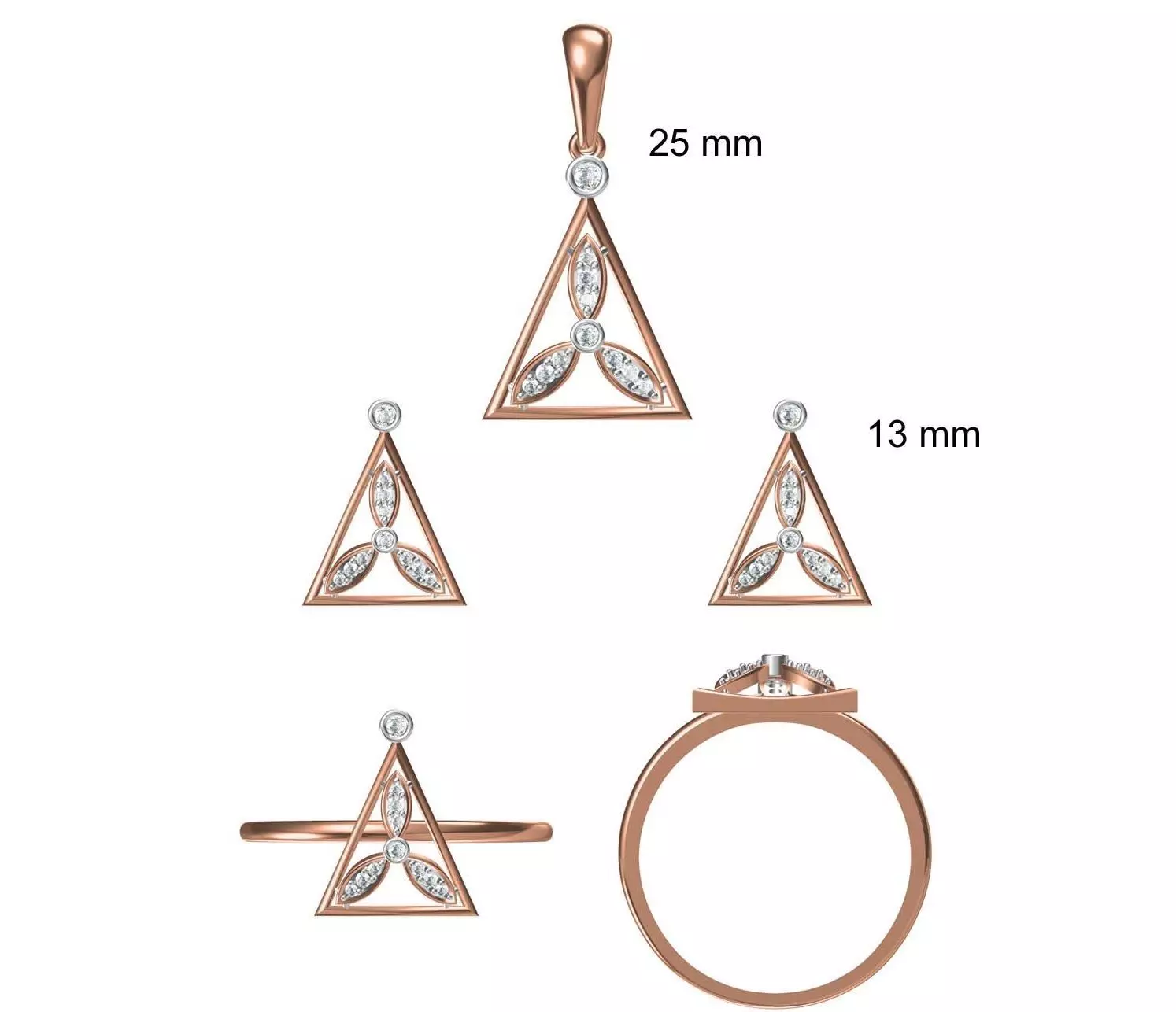 Light wt Ring Earrings Pendant set stl jcd 1-render details 3D print model_0