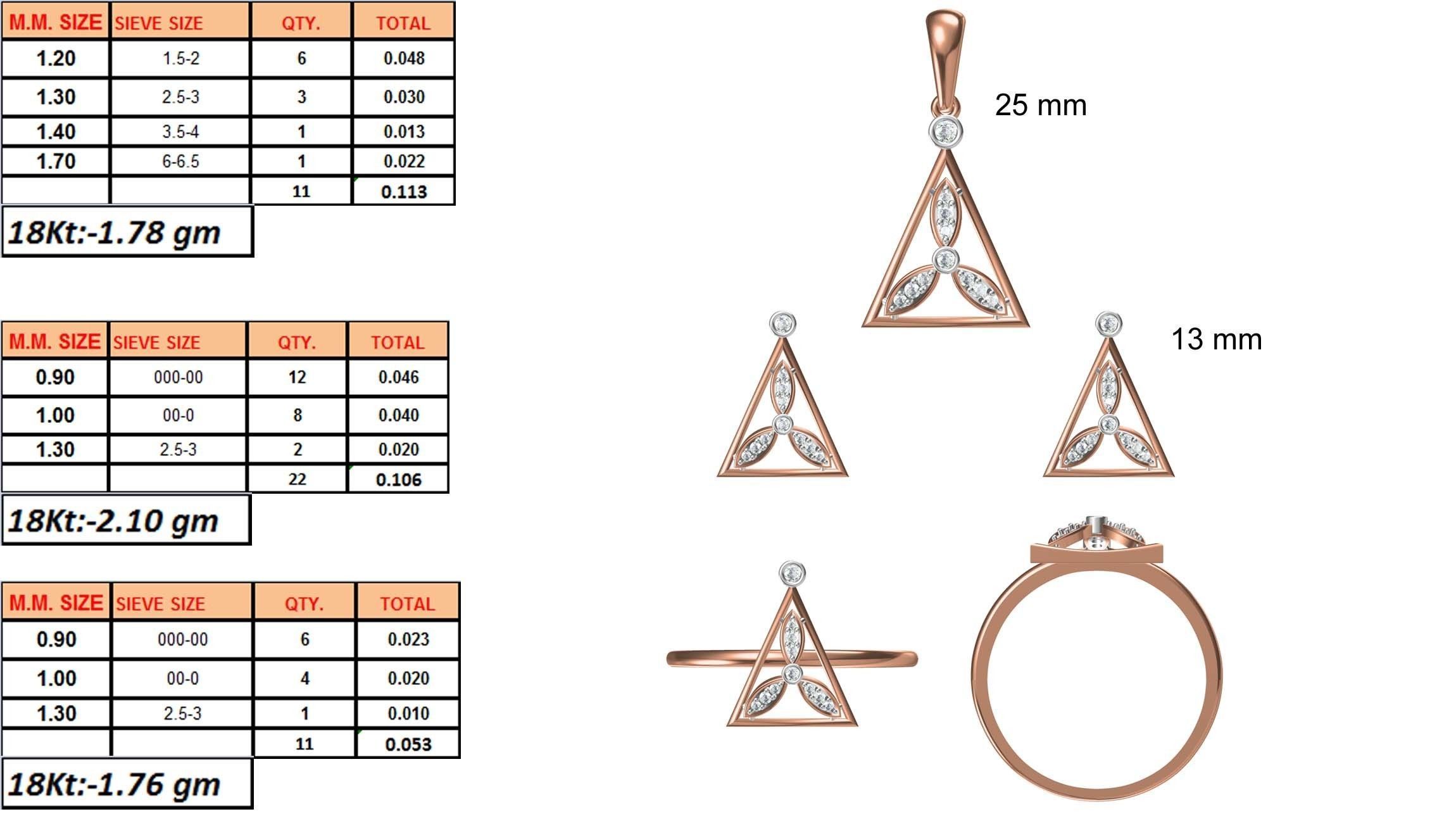 Light wt Ring Earrings Pendant set stl jcd 1-render details 3D print model_1