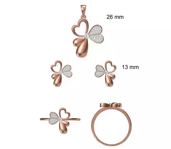 Light wt Ring Earrings Pendant set stl jcd 1-render details