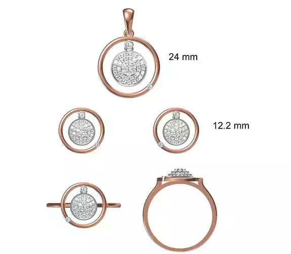 Light wt Ring Earrings Pendant set stl jcd 1-render details