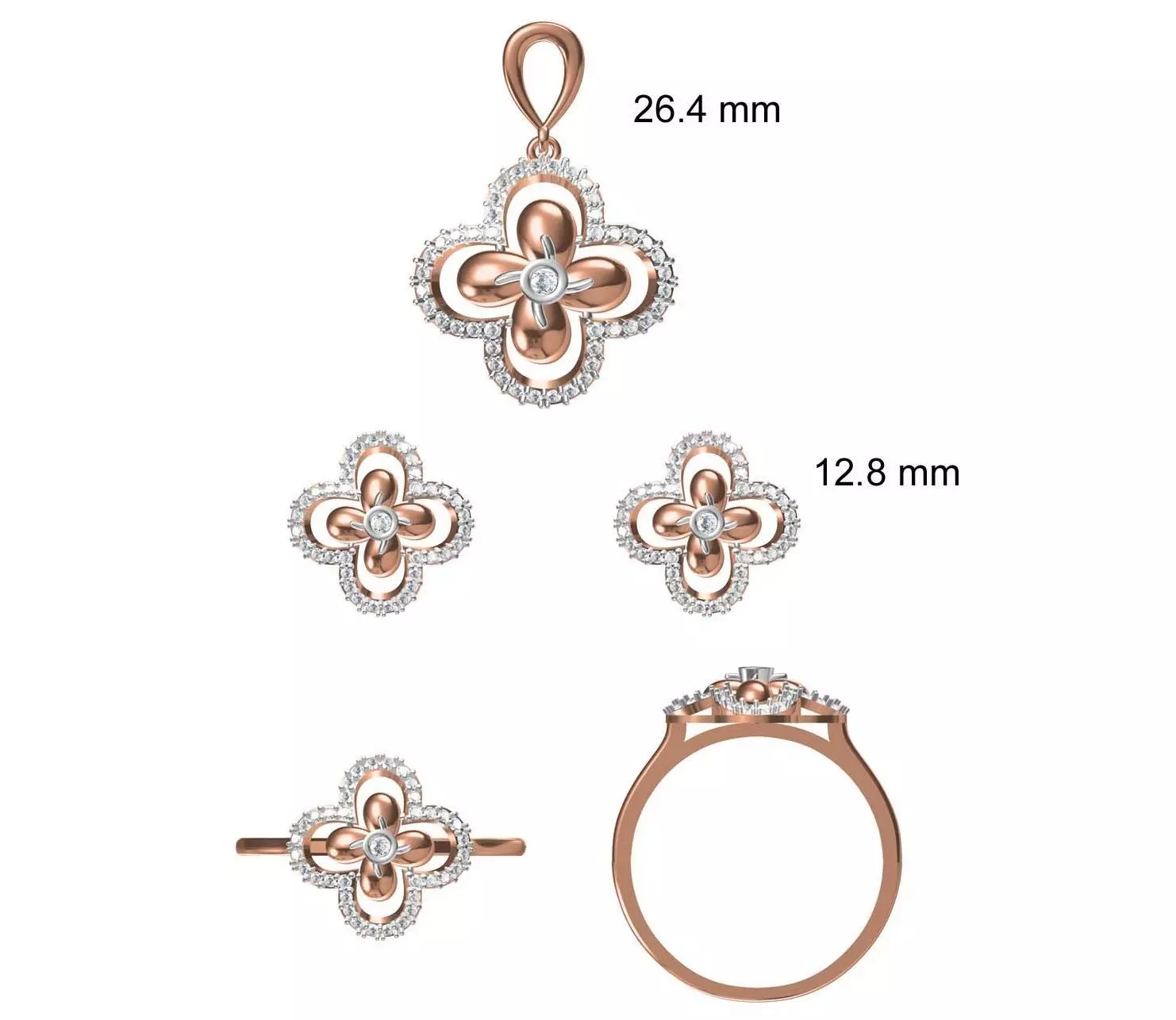 Light wt Ring Earrings Pendant set stl jcd 1-render details 3D print model