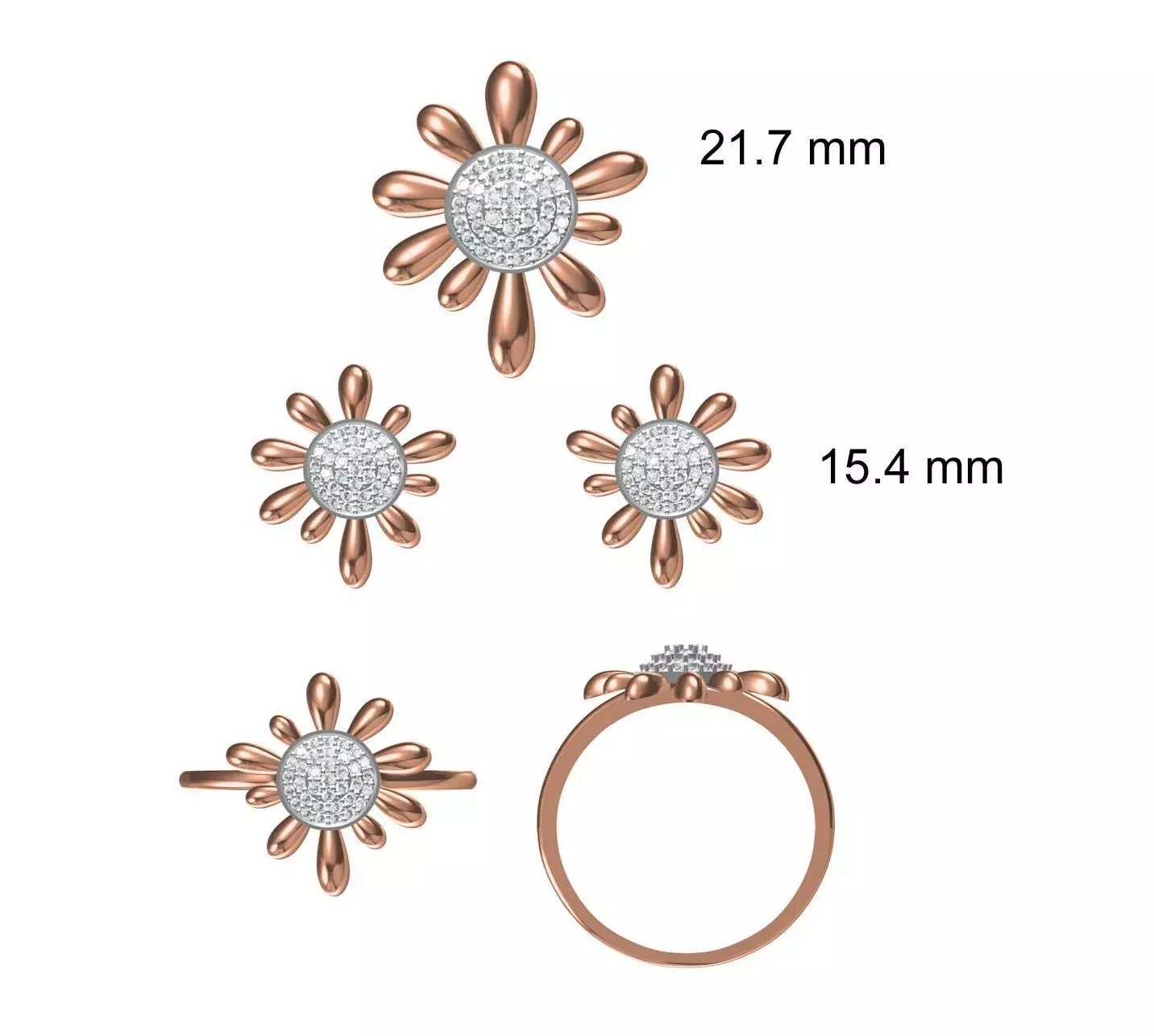 Light wt Ring Earrings Pendant set stl jcd 1-render details 3D print model