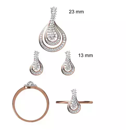 Light wt Ring Earrings Pendant set stl jcd 1-render details