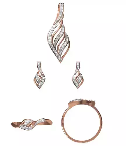 Light wt Ring Earrings Pendant set stl jcd 1-render details