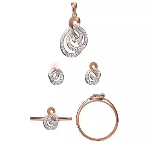 Light wt Ring Earrings Pendant set stl jcd 1-render details