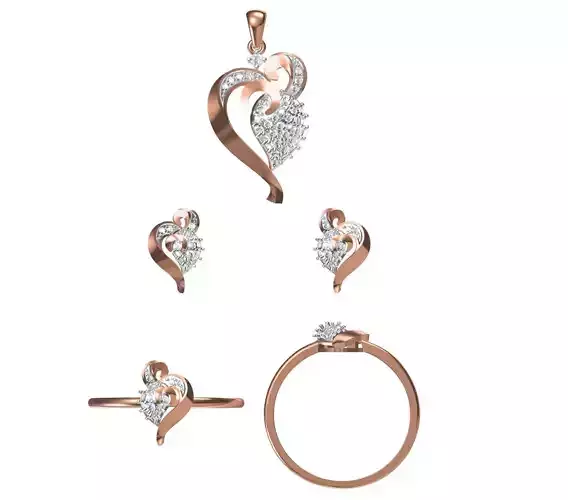 Light wt Ring Earrings Pendant set stl jcd 1-render details