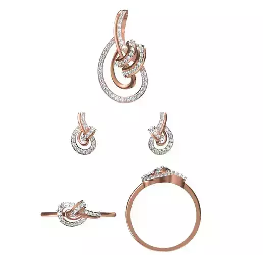 Light wt Ring Earrings Pendant set stl jcd 1-render details