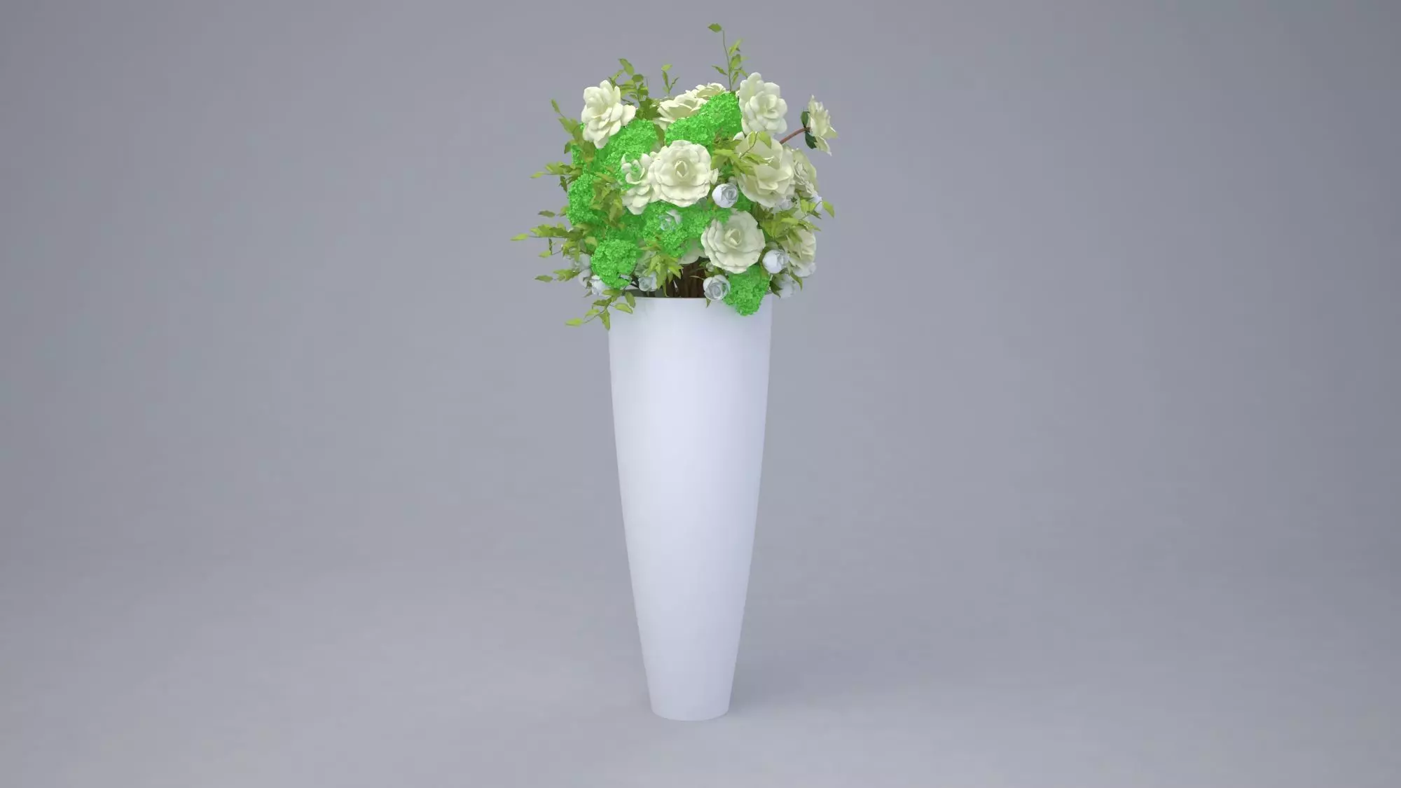 Big Flower Pot with Flower Bouquet  3D model_0