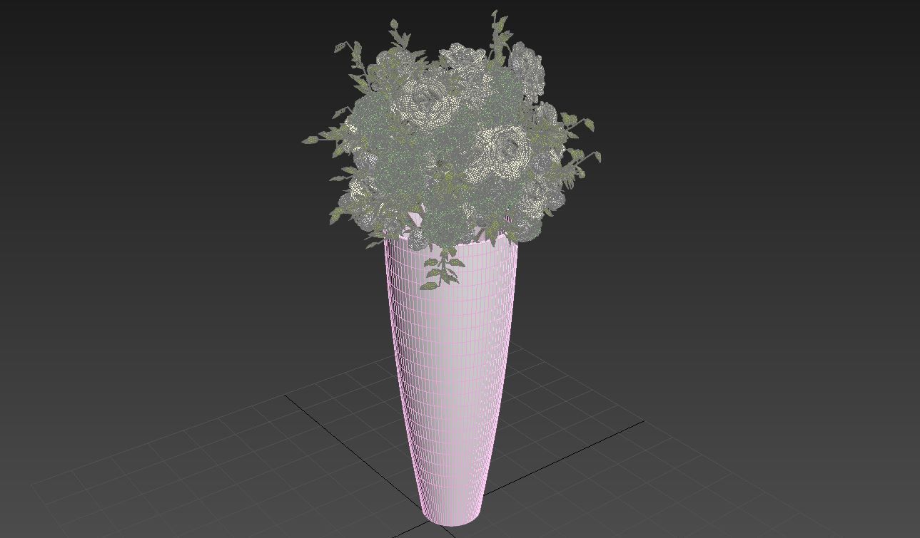 Big Flower Pot with Flower Bouquet  3D model_4