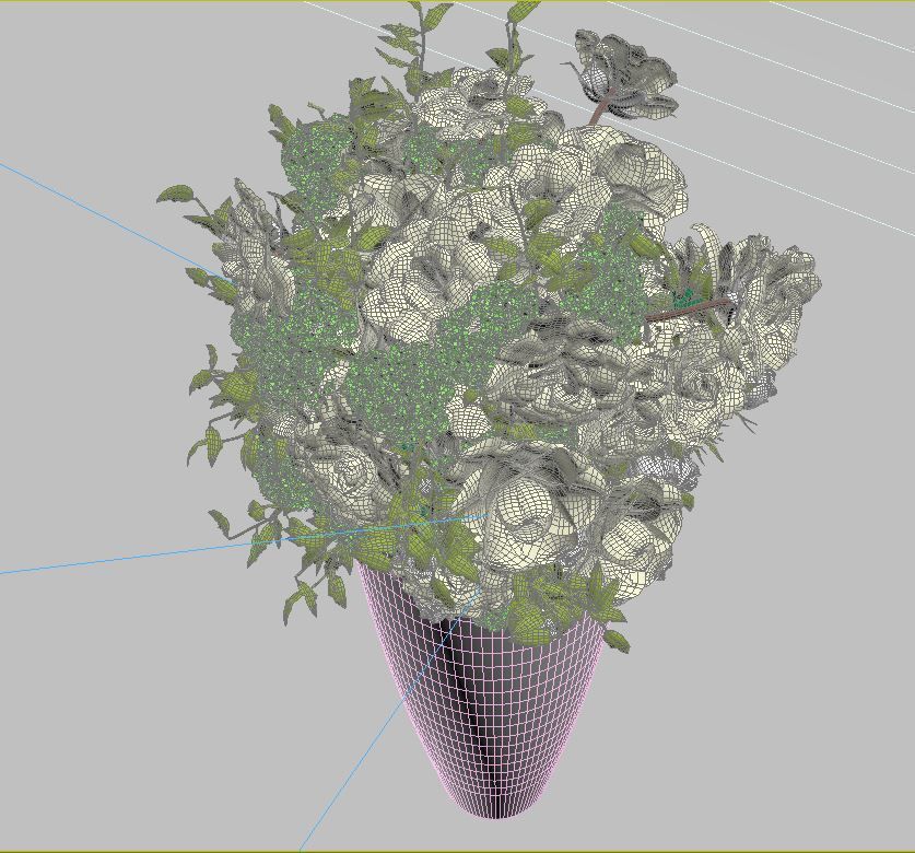 Big Flower Pot with Flower Bouquet  3D model_3