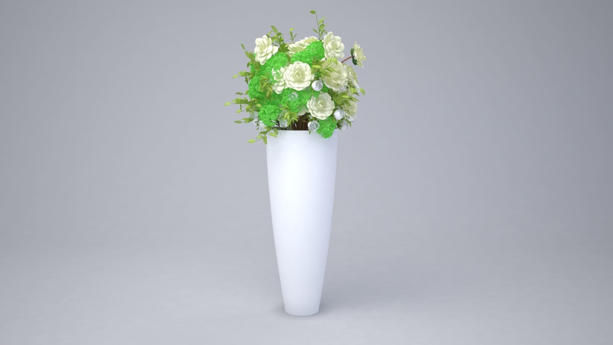Big Flower Pot with Flower Bouquet  3D model_1