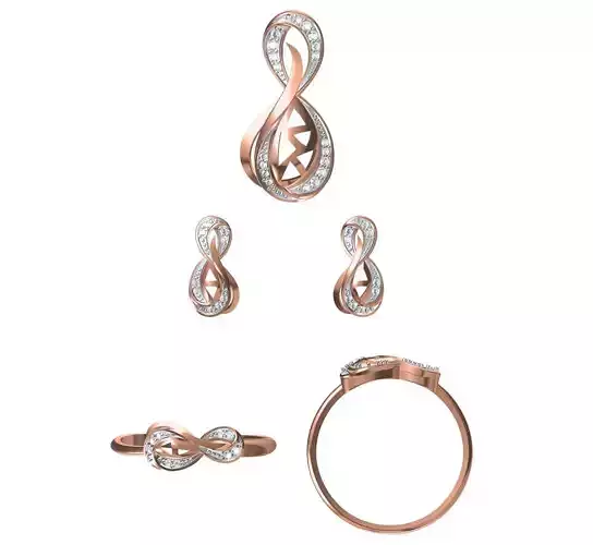 Light wt Ring Earrings Pendant set stl jcd 1-render details