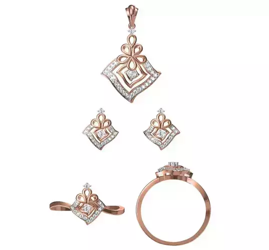 Light wt Ring Earrings Pendant set stl jcd 1-render details