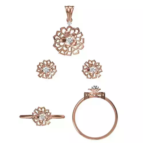 Light wt Ring Earrings Pendant set stl jcd 1-render details