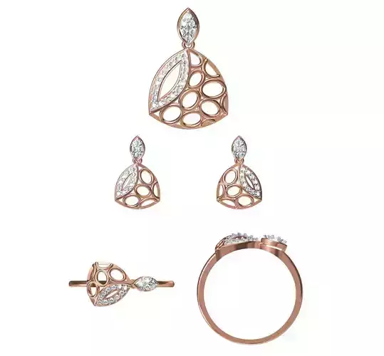 Light wt Ring Earrings Pendant set stl jcd 1-render details