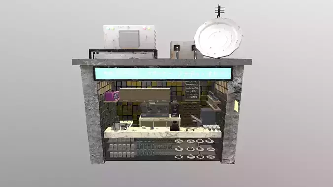 Cyberpunk City - Coffee Stand Low-poly 3D model