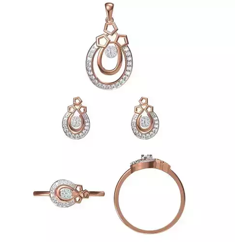 Light wt Ring Earrings Pendant set stl jcd 1-render details