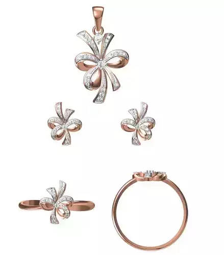 Light wt Ring Earrings Pendant set stl jcd 1-render details