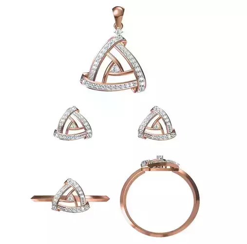Light wt Ring Earrings Pendant set stl jcd 1-render details