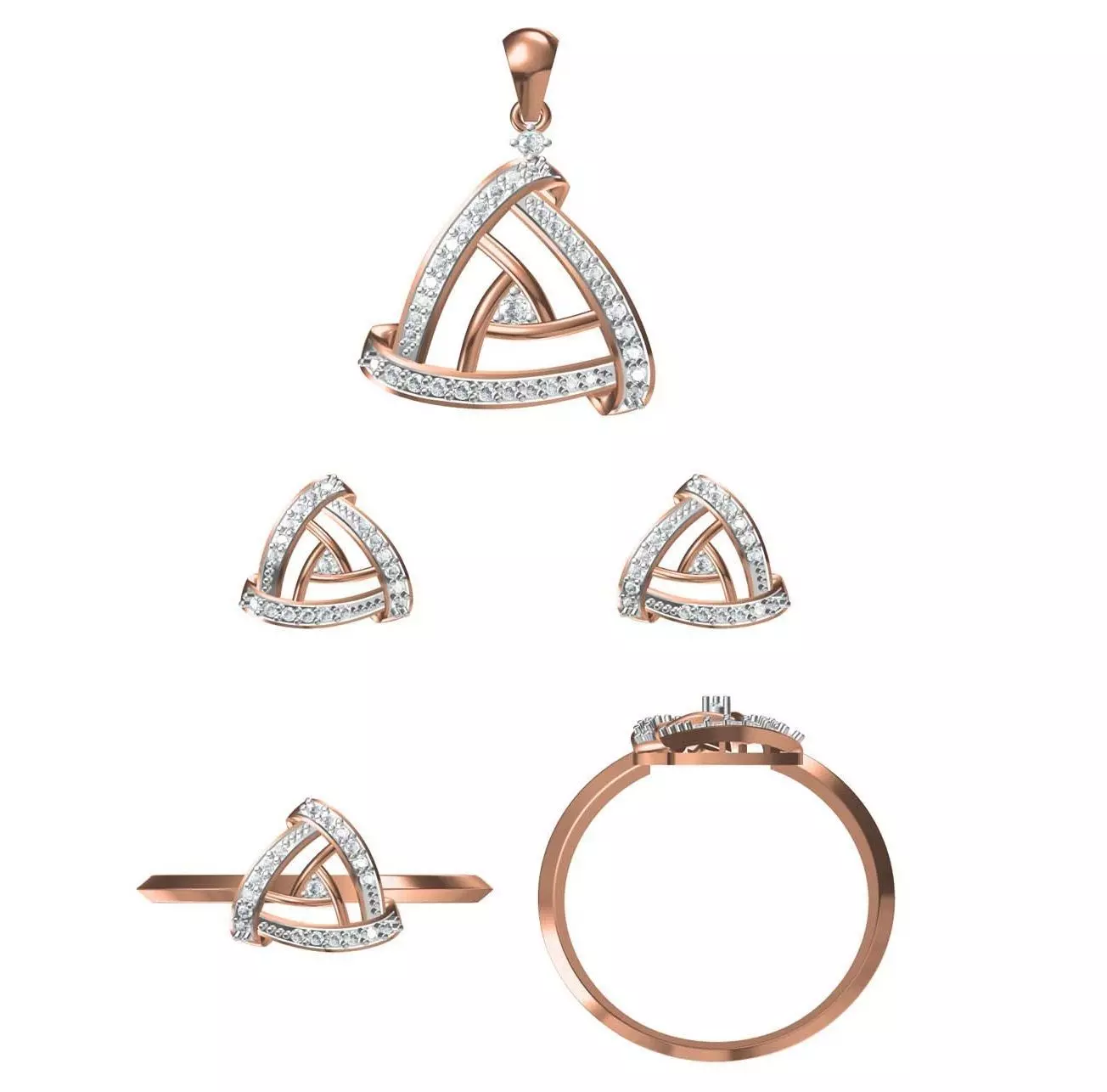 Light wt Ring Earrings Pendant set stl jcd 1-render details 3D print model